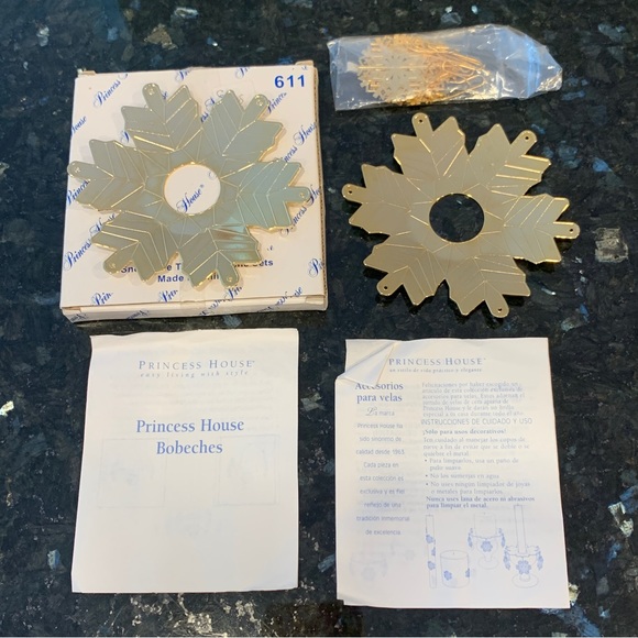 New! Princess House gold snowflake taper bobeche sets decorations candles #611 - Picture 1 of 6